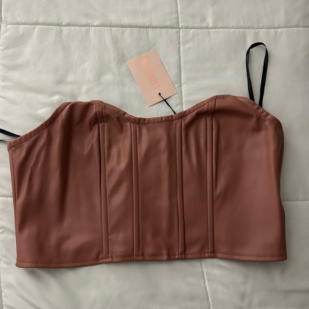 Blush pink Missguided leather corset. Size US 12